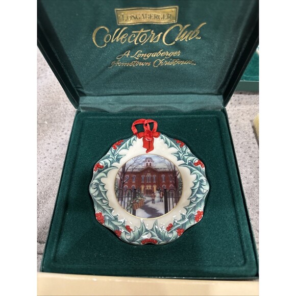 Longaberger Club Christmas China Ornaments THREE Set 1996, 1997, 1999  +Case - Picture 7 of 14